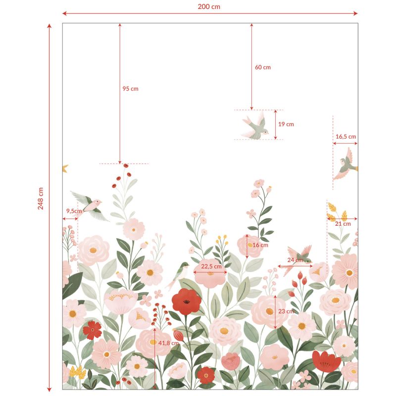 Papier peint panoramique Decor Alysse fleurs et oiseaux blanc (2m x 3m)  Lilipinso Produit 4