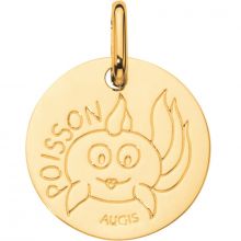 Médaille Zodiaque poisson 14 mm (or jaune 750°)  par Maison Augis
