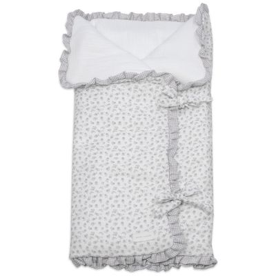 Nid d'ange et couverture Little Bloom Fleurs Gris (TOG 2,5) Pasito a pasito