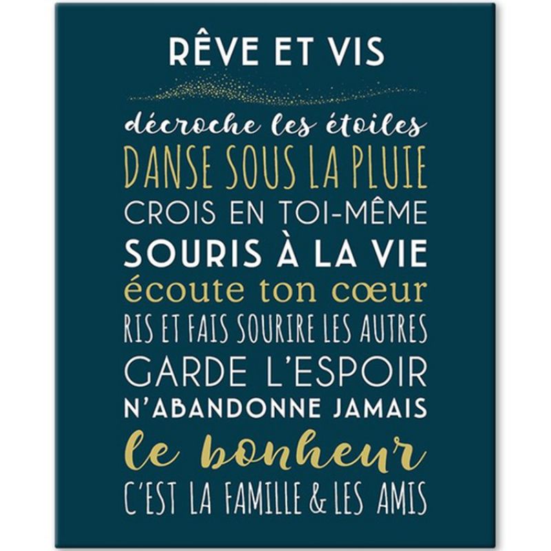 Tableau Rêve et Vis bleu navy (33 x 41 cm) Mes Mots Déco