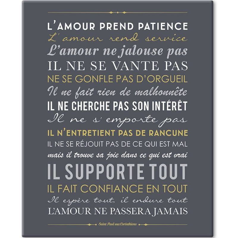 Tableau Saint Paul Apôtre aux Corinthiens gris ardoise (33 x 41 cm) Mes Mots Déco