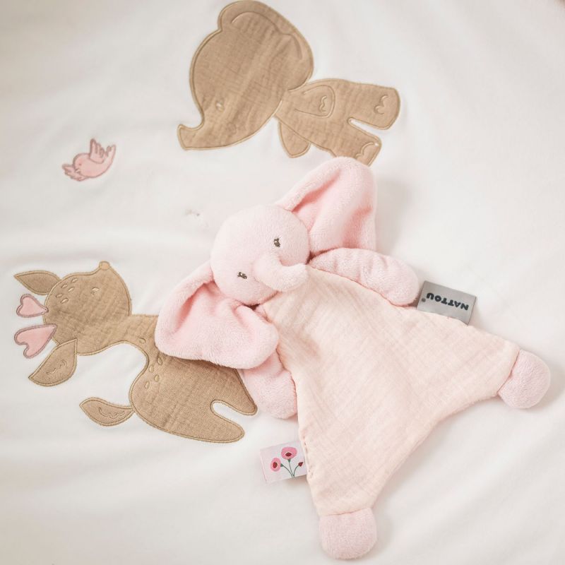 Mini doudou Fanfan l'éléphant Rose (25 cm) Nattou Ambiance 5