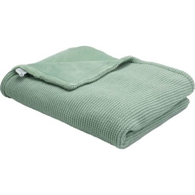 couverture en tricot et flanelle sauge (75 x 100 cm)