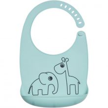 Bavoir silicone avec poche Deer friends bleu  par Done by Deer