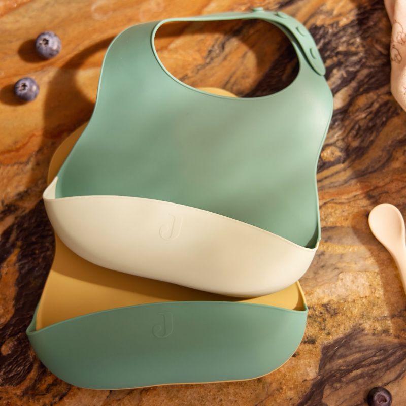 Lot de 2 bavoirs en silicone Jade Shades Jollein Ambiance 2