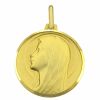 Médaille ronde Vierge profil 20 mm (or jaune 750°) - Premiers Bijoux