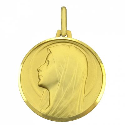 Médaille ronde Vierge profil 20 mm (or jaune 750°) Premiers Bijoux