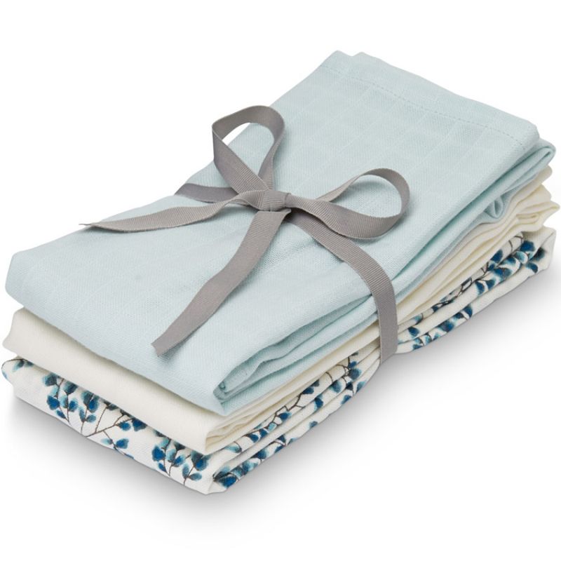 Lot de 3 langes Fiori bleu (70 x 70 cm) Cam Cam Copenhagen