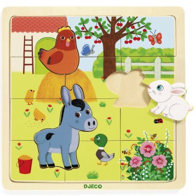 Puzzle en bois Puzzlo Farm (15 pièces) Djeco