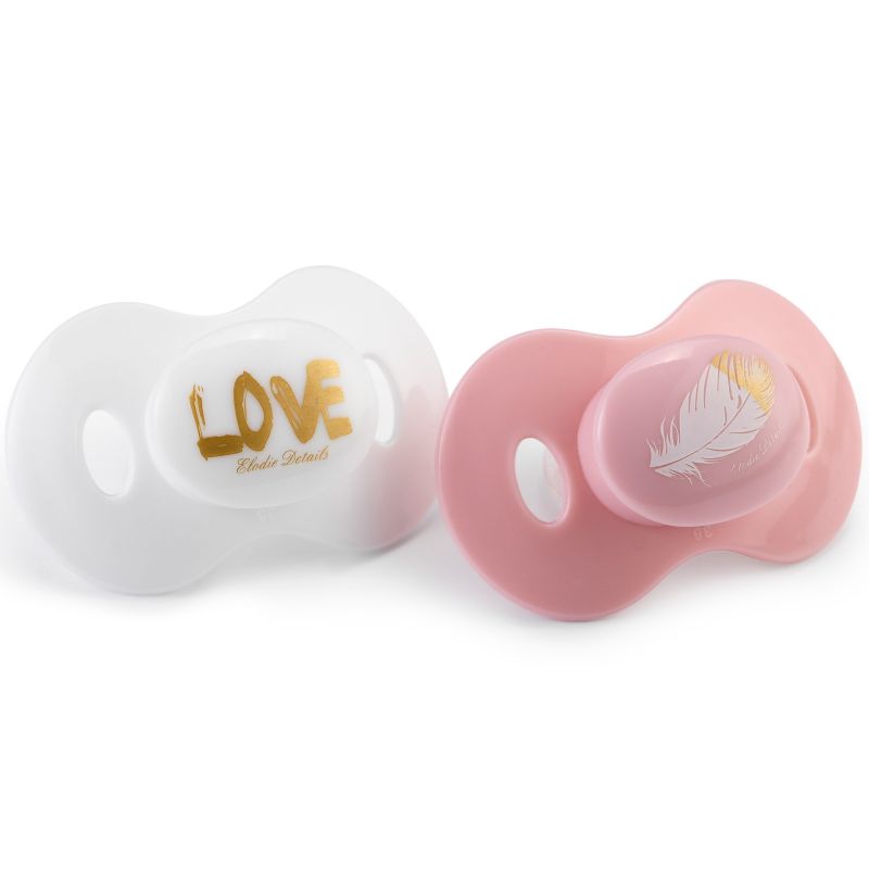 Lot de 2 sucettes orthodontiques Feather Love (3 mois et +) Elodie Details