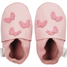 Chaussons en cuir Soft soles papillons rose (15-21 mois)  par Bobux
