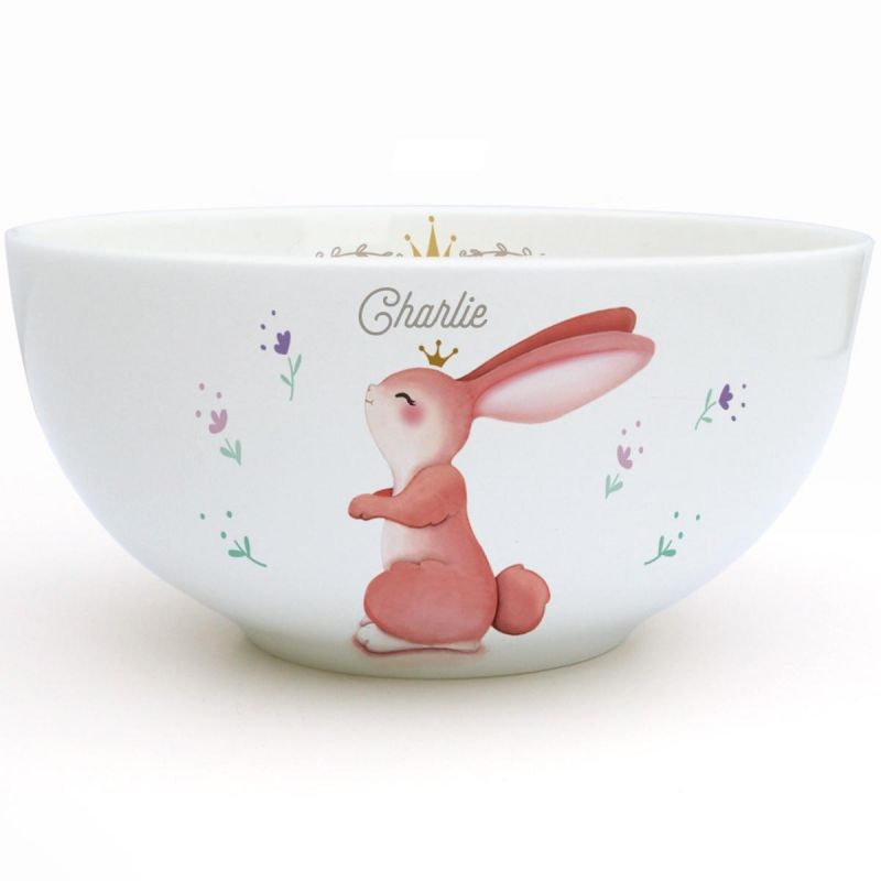 Bol en porcelaine Lapin fleuri (personnalisable) Gaëlle Duval