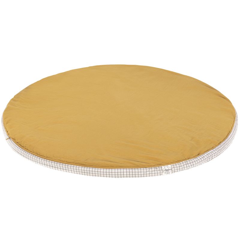 Coussin de sol en mousseline moutarde Lässig