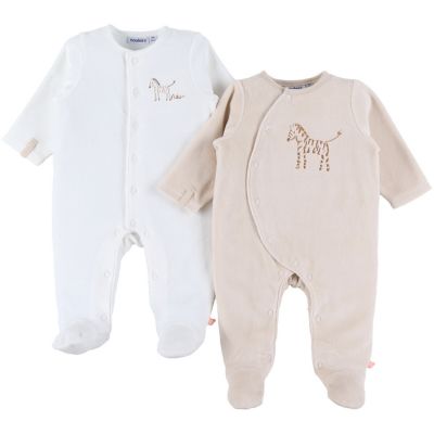 Lot de 2 pyjamas Velours Zèbre (naissance)
