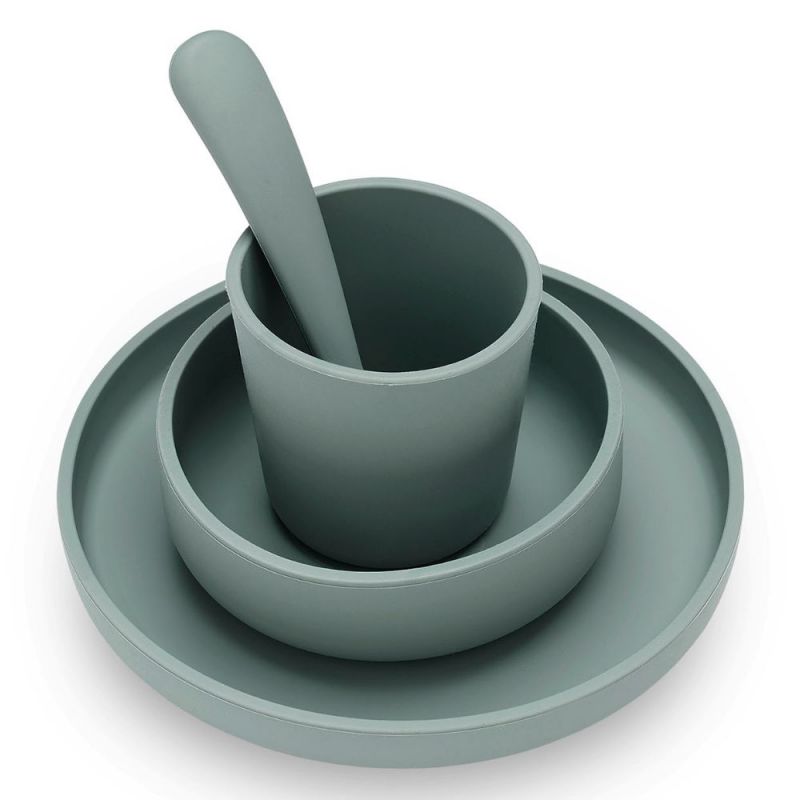 Coffret repas en silicone Ash green vert (4 pièces) - Reconditionné Jollein