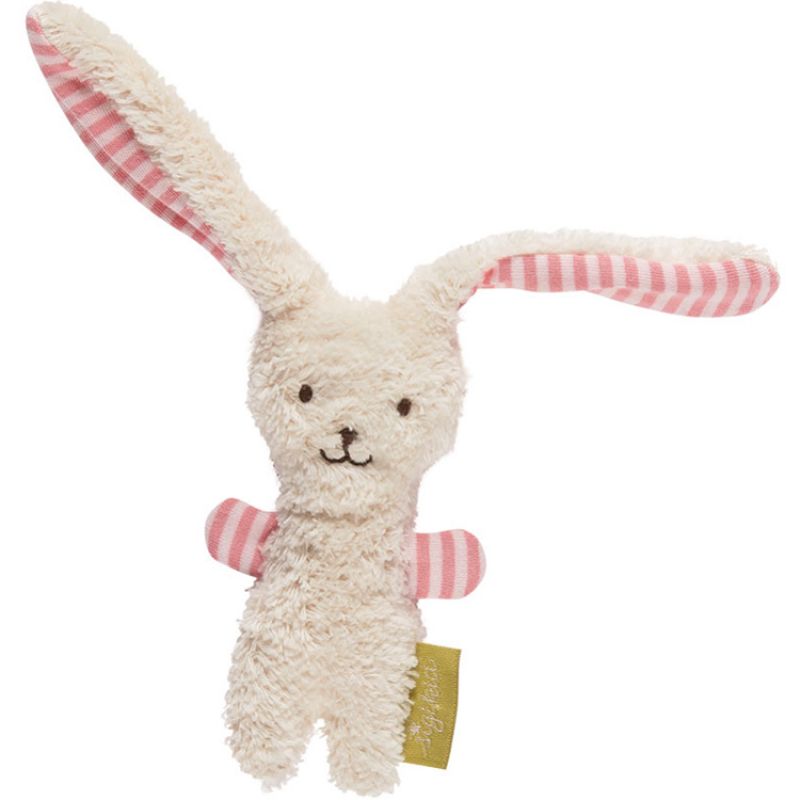 Hochet lapin rayé rose (12 cm) Sigikid