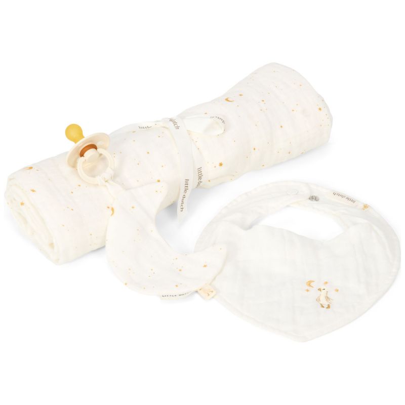 Coffret cadeau attache-sucette, bavoir bandana et lange XL Moon & Stars Little Dutch Produit 2