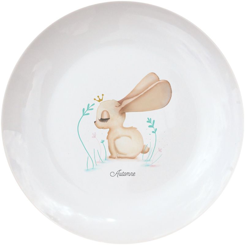 Assiette en porcelaine lapin beige (personnalisable) Gaëlle Duval
