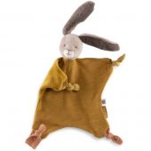 Doudou plat lapin ocre Trois petits lapins (personnalisable)