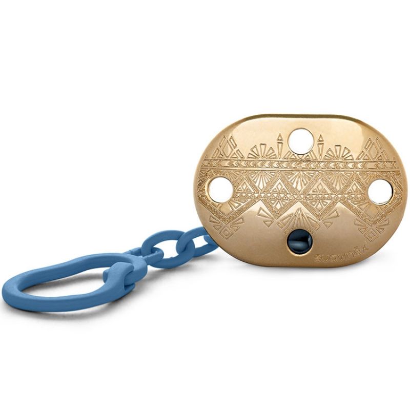 Attache sucette Couture Ethnic bleu foncé et doré Suavinex