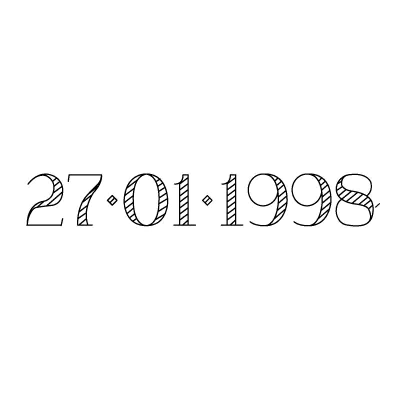 Gravure date en chiffres sur bijou (Typo 5 Azure) Gravure magique OLD
