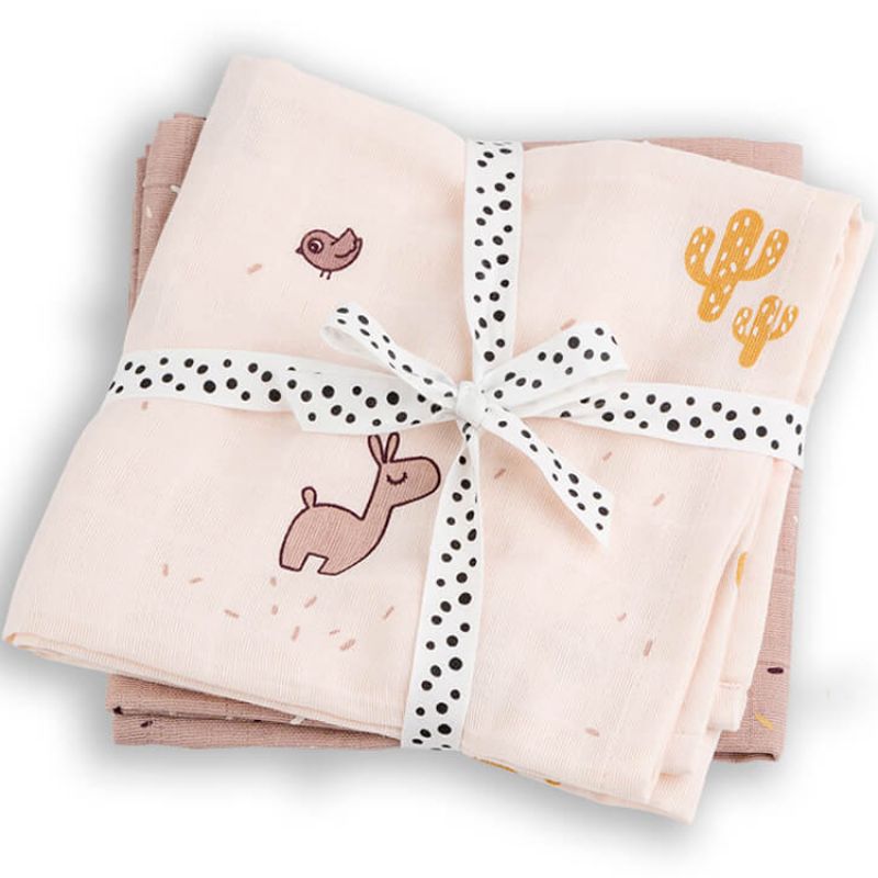 Lot de 2 maxi langes Lalee Rose (120 x 120 cm) Done by Deer