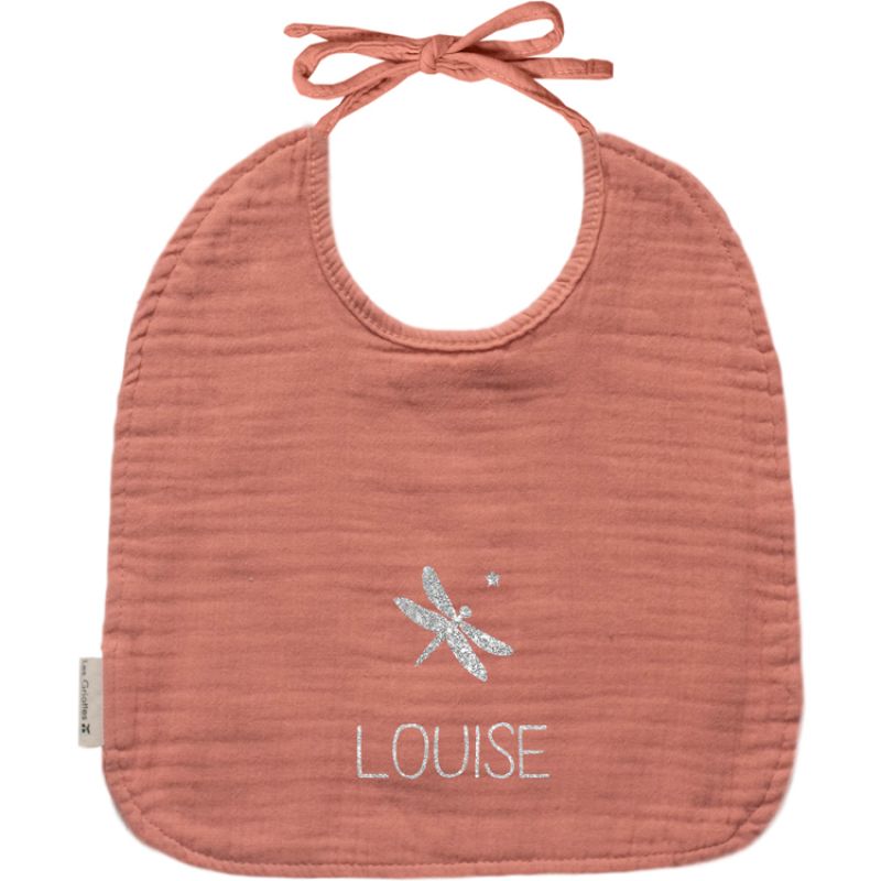 Bavoir à nouer Rose corail (personnalisable) Les Griottes