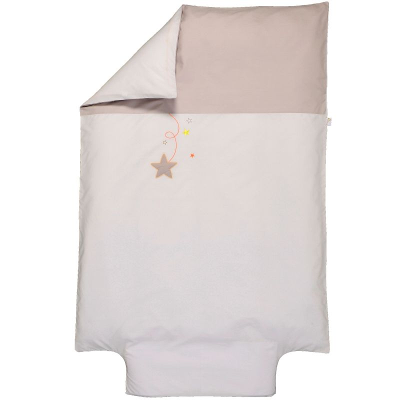 Housse de couette en coton bio Pluie d'étoiles grise (100 x 140 cm) P'tit Basile
