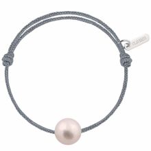 Bracelet enfant Baby Pearly cordon gris cendré perle blanche 7mm (or blanc 750°)  par Claverin