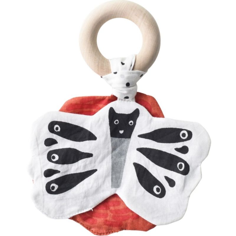 Hochet anneau en coton et bois Butterfly Papillon Wee Gallery