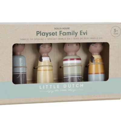 Set 4 poupées en bois Famille Evi pour maison de poupée