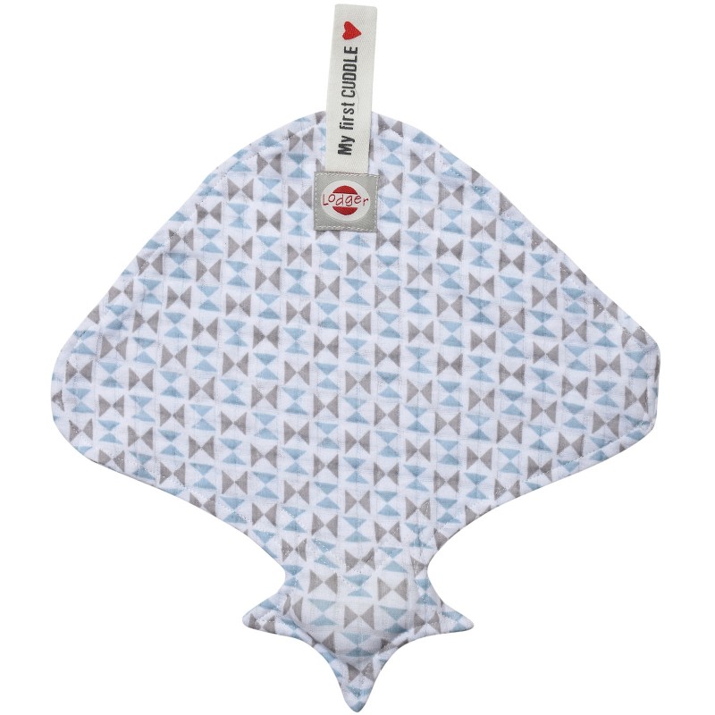 Doudou plat attache sucette Scandinavian noeud bleu et gris Lodger