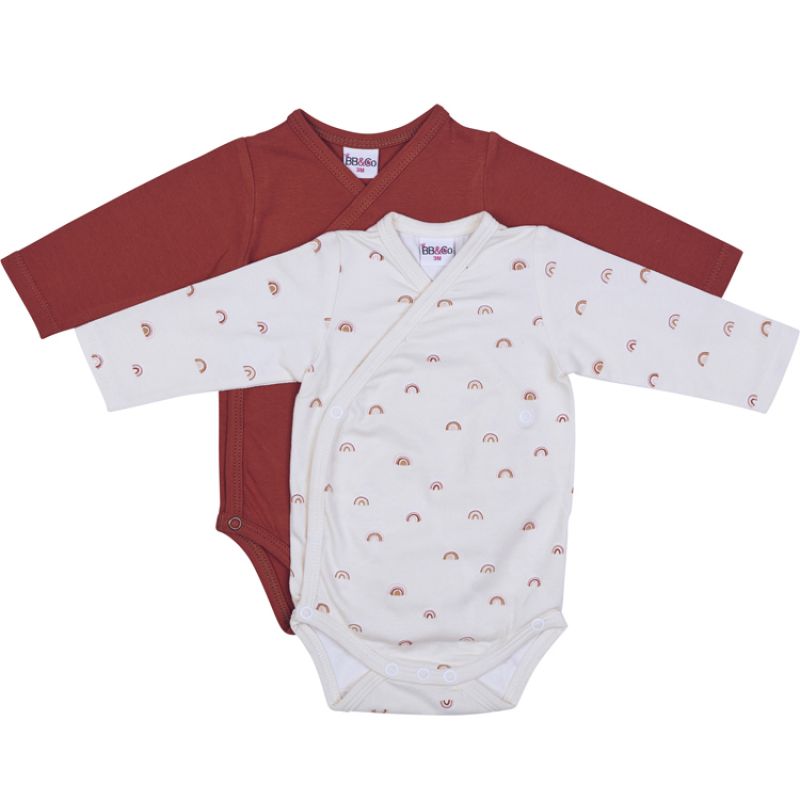 Lot de 2 bodies manches longues en coton Arc-en-ciel (3 mois) BB & Co