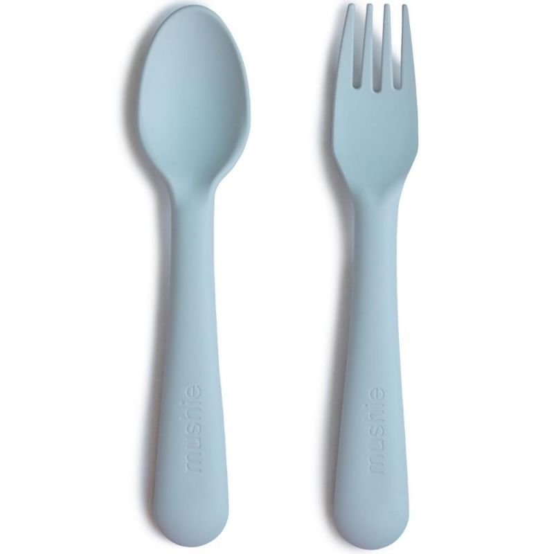 Cuillère et fourchette Powder blue Mushie