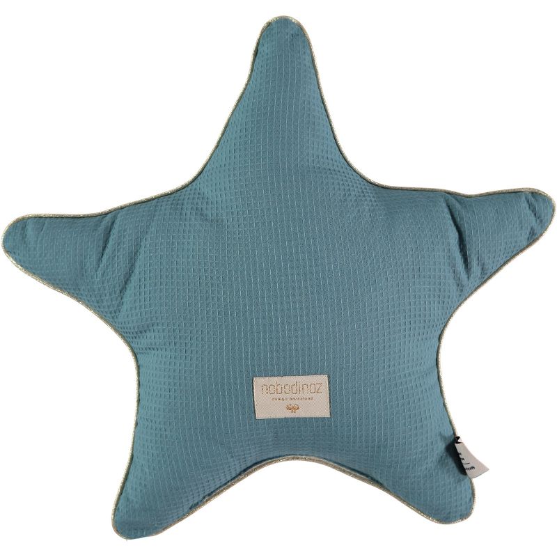 Coussin étoile Aristote bleu vert Nid d'abeille (40 cm) Nobodinoz
