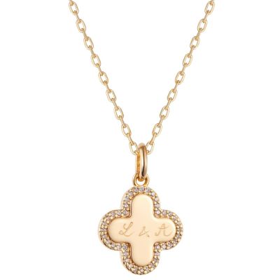 Collier Croix Romane Cristal personnalisable (plaqué or 18 carats)  par Merci Maman