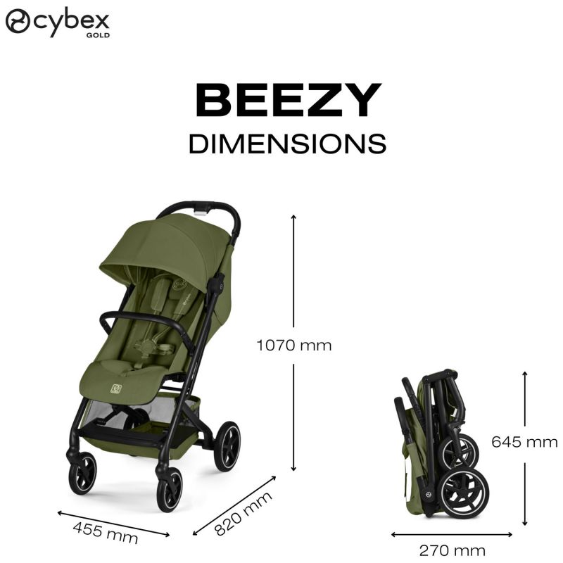 Poussette Compacte et Citadine Beezy 2026 Châssis Noir Moss Green Cybex Produit 3