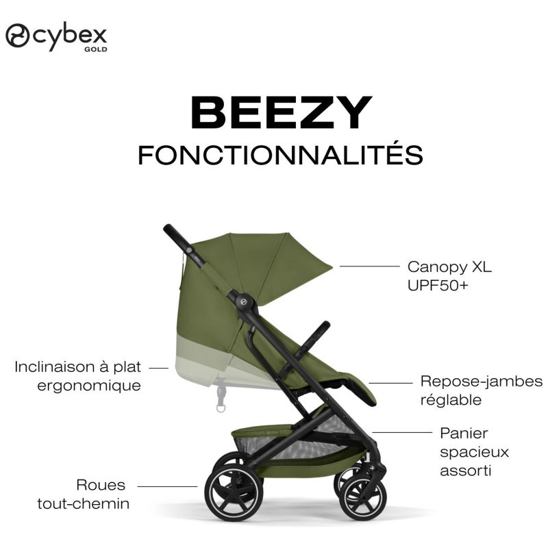 Poussette Compacte et Citadine Beezy 2026 Châssis Noir Moss Green Cybex Produit 4