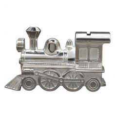 Tirelire Locomotive personnalisable (métal argenté)