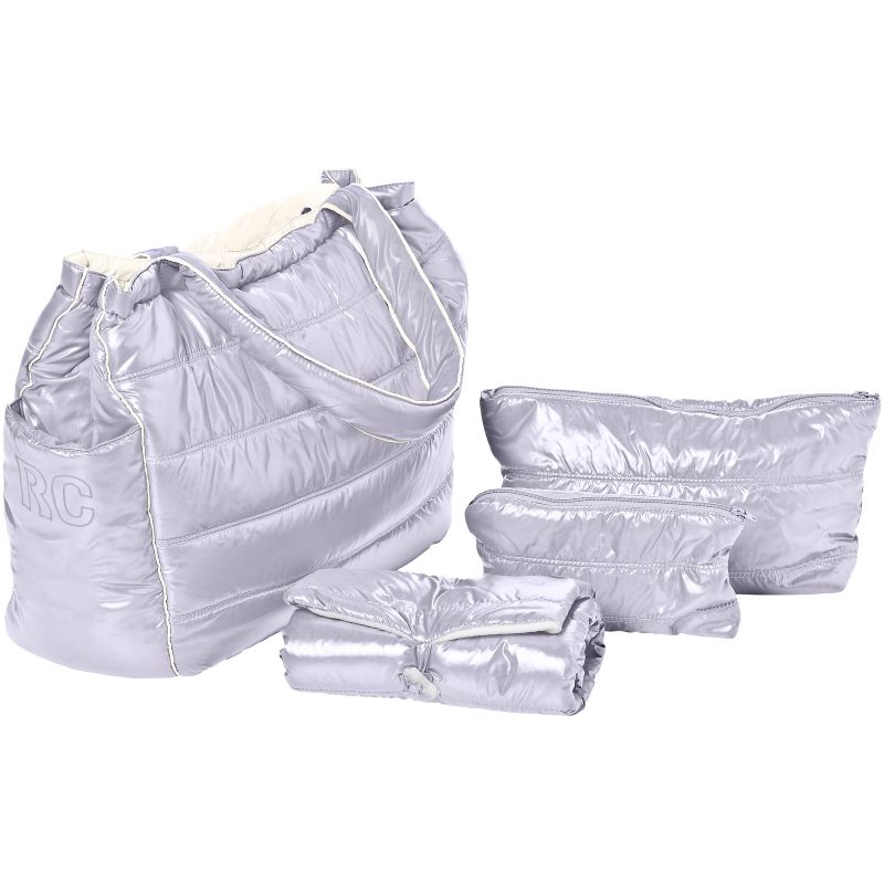 Sac à langer cabas Feather light gris clair-ivoire Red Castle