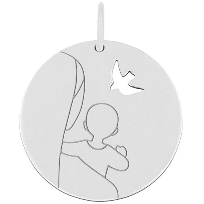 Médaille Vierge ajourée (or blanc 18 carats) Maison La Couronne