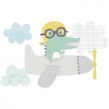 Sticker crocodile dans l'avion Smile, it's raining by Dawn Machell  par Lilipinso