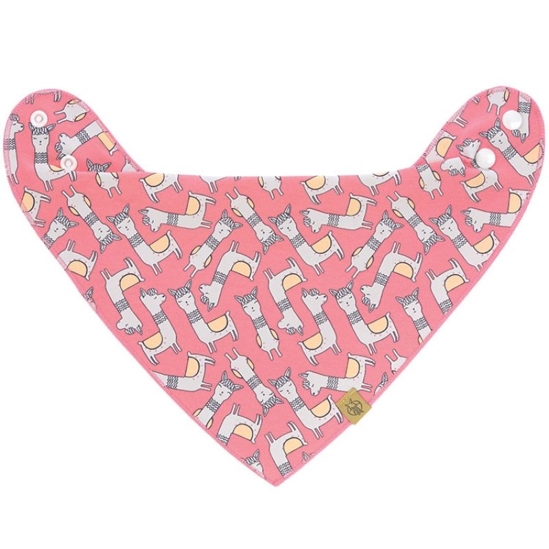 Bavoir bandana en coton bio Glama Lama corail Lässig