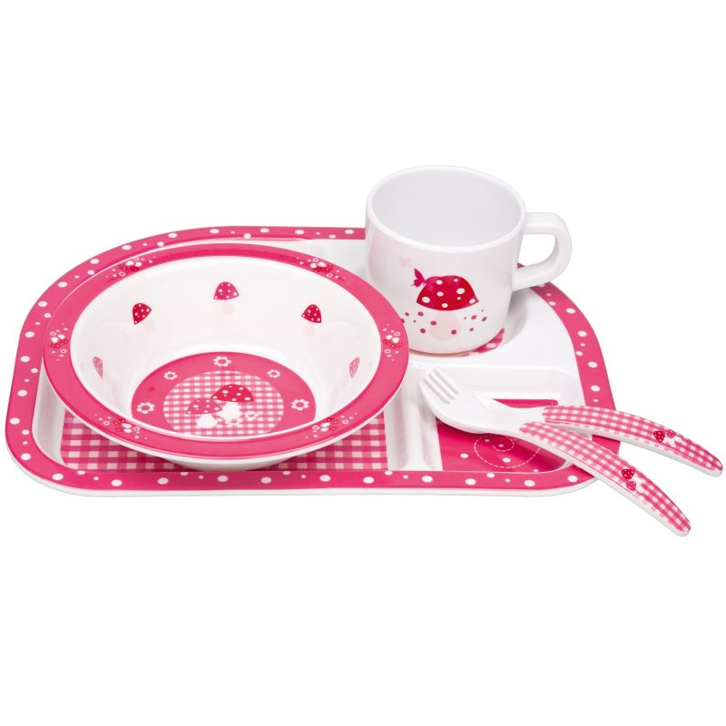 Coffret  repas 5 pièces champignon rose Lässig