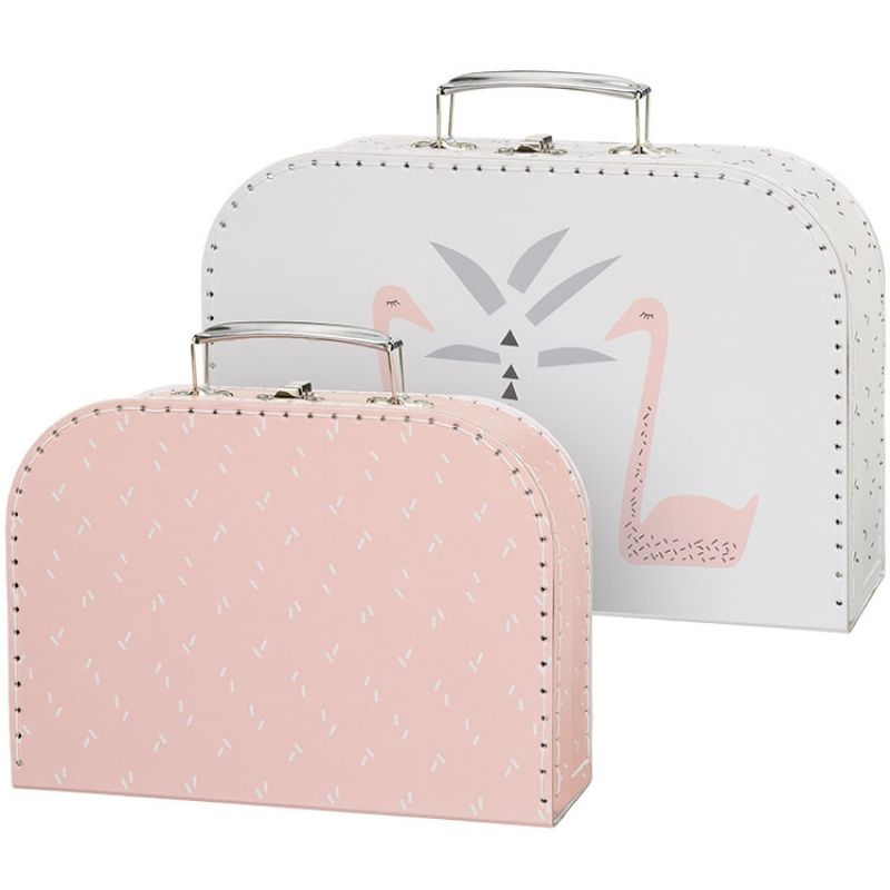 Lot de 2 valisettes décoratives Cygne Fresk