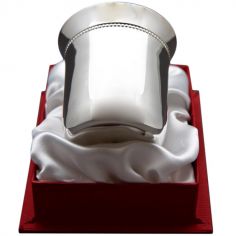 Timbale Perles B en métal argenté dans son coffret (personnalisable)