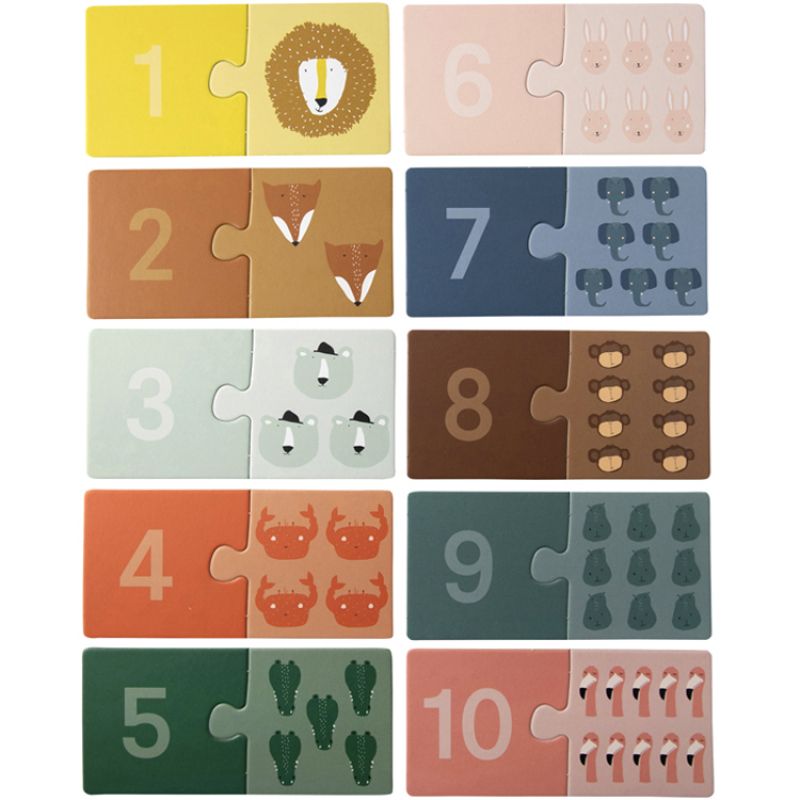 Lot de 10 petits puzzles pour apprendre à compter (2 pièces) Trixie Produit 1 grande taille