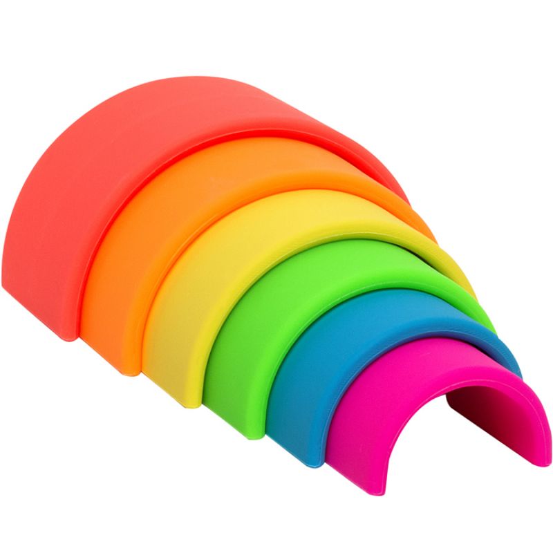 Arc-en-ciel en silicone à empiler Néon (6 pièces) Dëna
