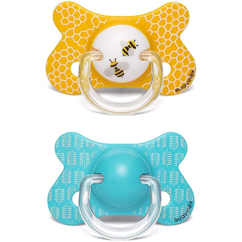 Lot de 2 sucettes anatomiques Abeille jaune et bleu (18 mois et +) Suavinex