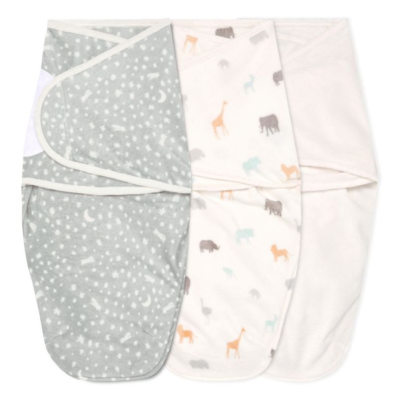 Lot de 3 langes d'emmaillotage en velboa Wild prairie (0-3 mois) aden + anais